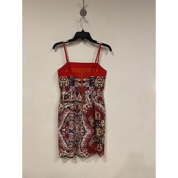 Maeve Anthropologie Dress Womens 4 Petite Red Multicolor Paisley Boho Strap Mini - Picture 4 of 4